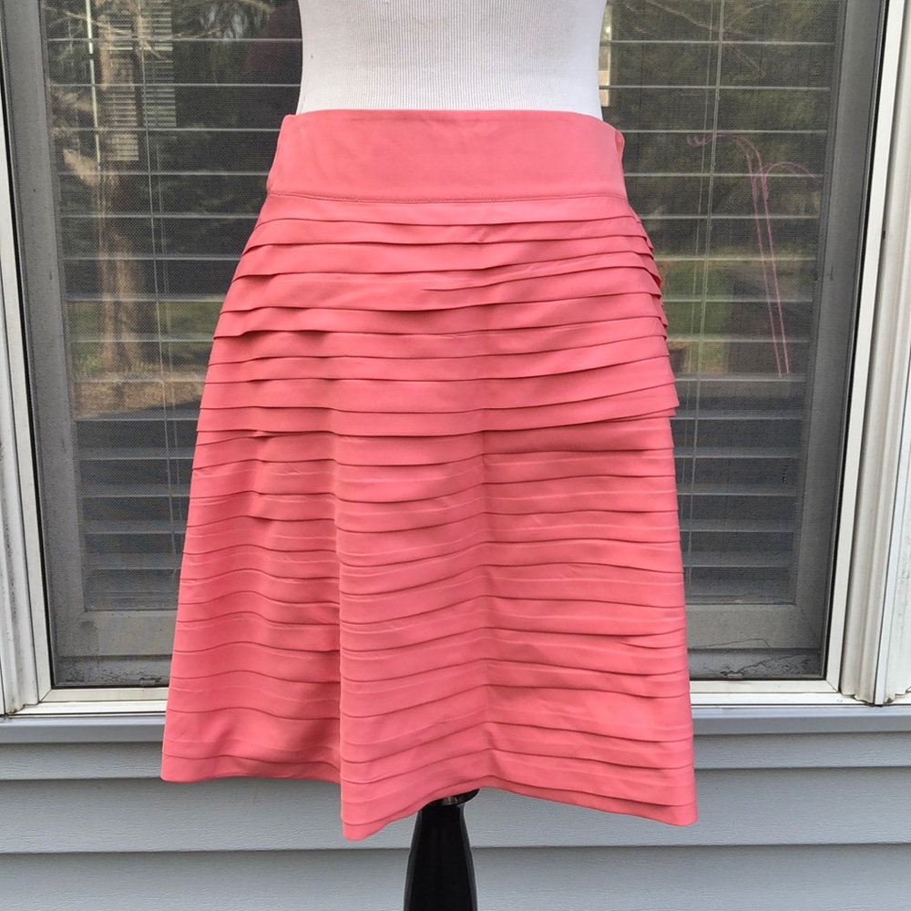 Reiss Salmon Pink Pleated Layered A-Line Skirt size US 6